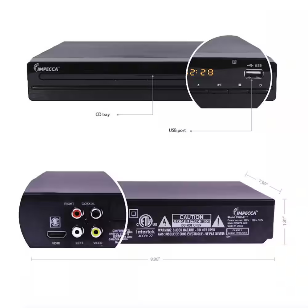 Compact Home DVD Player with HDMI and USB Playback