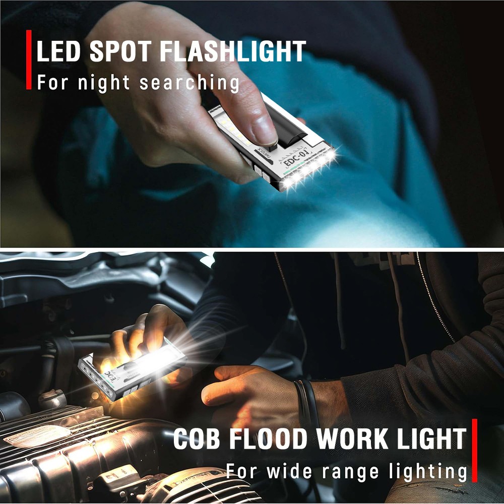 Pocket LED Flashlight Magnetic USB Rechargeable Mini Torch Portable Work Light