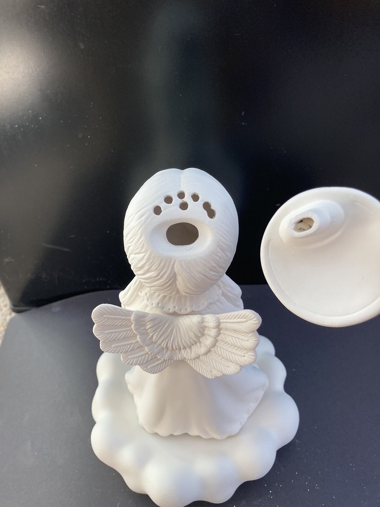 Angel on Cloud w/square Lantern 10" Ceramic Bisque, Ready to Paint