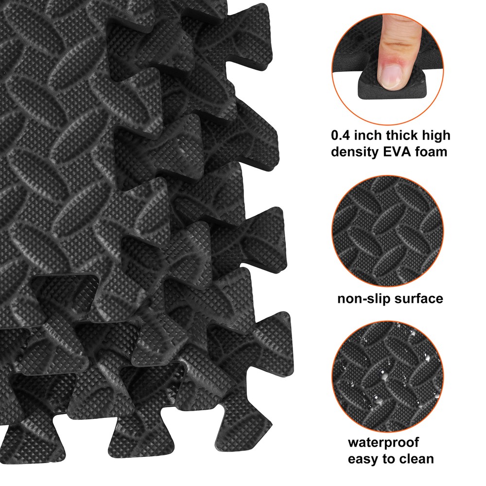 Puzzle Exercise Mat Interlocking Foam Gym Flooring Mat 12 Tile 3/4'' Extra Thick