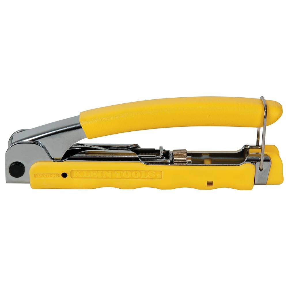 Klein Tools VDV211-048 Compression Crimper, Wire and One Size, Yellow/Chrome