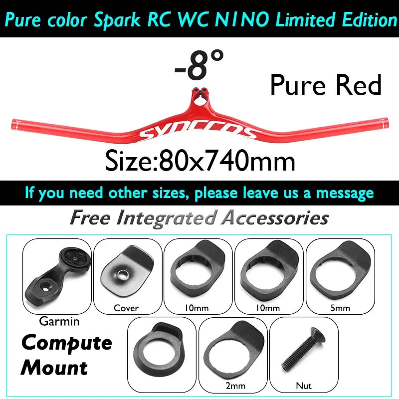 Carbon MTB Bicycle Handlebar -8/-17/-25 Degree Stem with Computer Mount Spacers