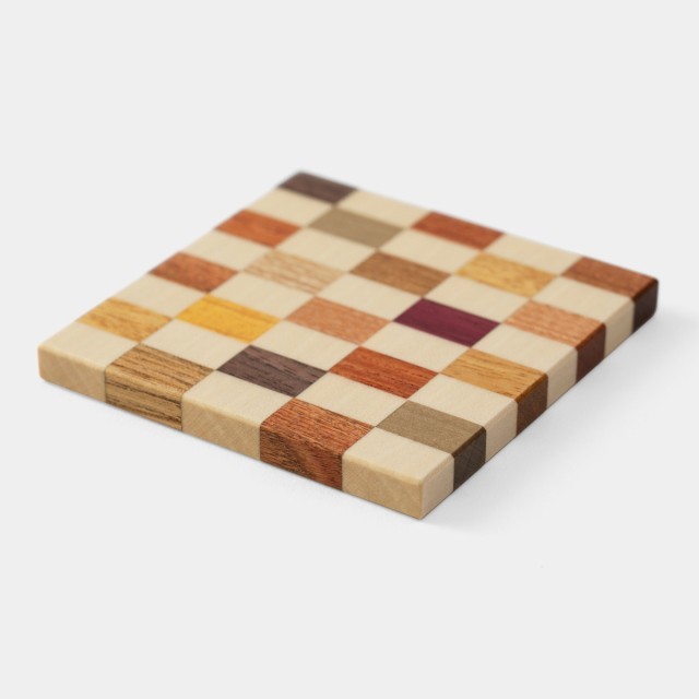 Ruchie Yosegi Wood Checkered Coaster M size