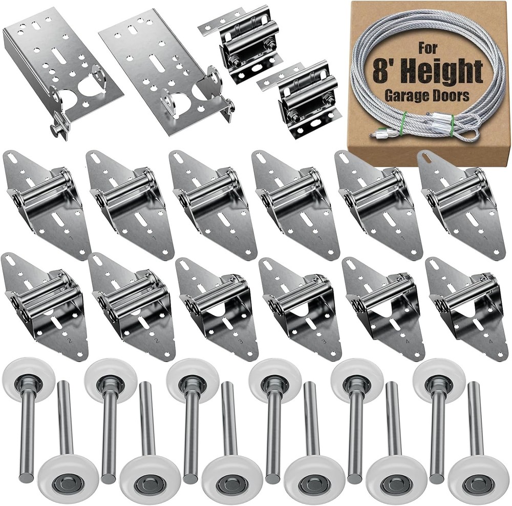 Garage Door Hinges and Rollers for 8' For Height Doors, Rollers, Top Bracket ...
