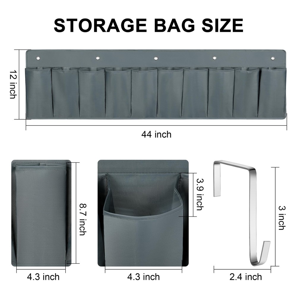 2 Pack RV Hanging Shoe Organizer 10 Pockets Bed Storage Hooks Grey Tools
