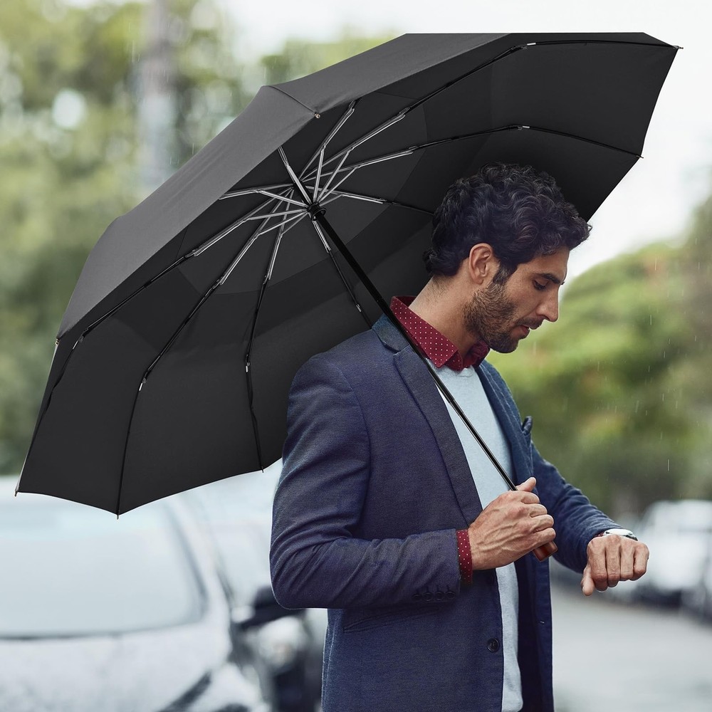 54 Inch Large Compact Windproof Golf Umbrella for Rain Oversized Auto Open Cl...