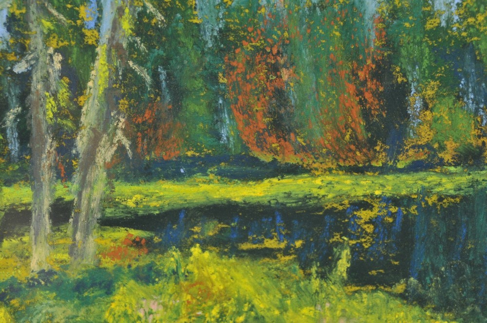 Soft pastel on paper, “Blue Pool”, Sue E. Orlaske, 2009.