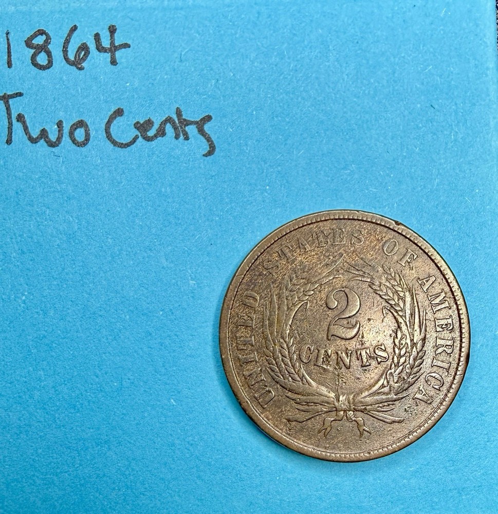 1864 US Two Cent Copper Coin Historic Issue