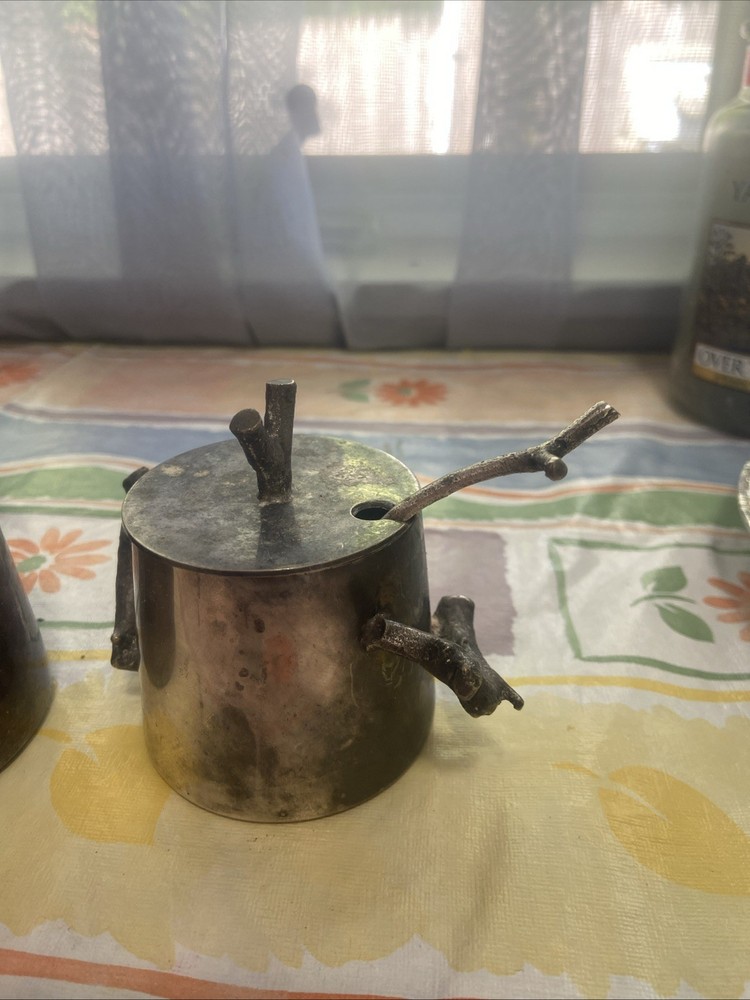 ARAM Signed Silver Plate Sugar and Creamer Set with Branches