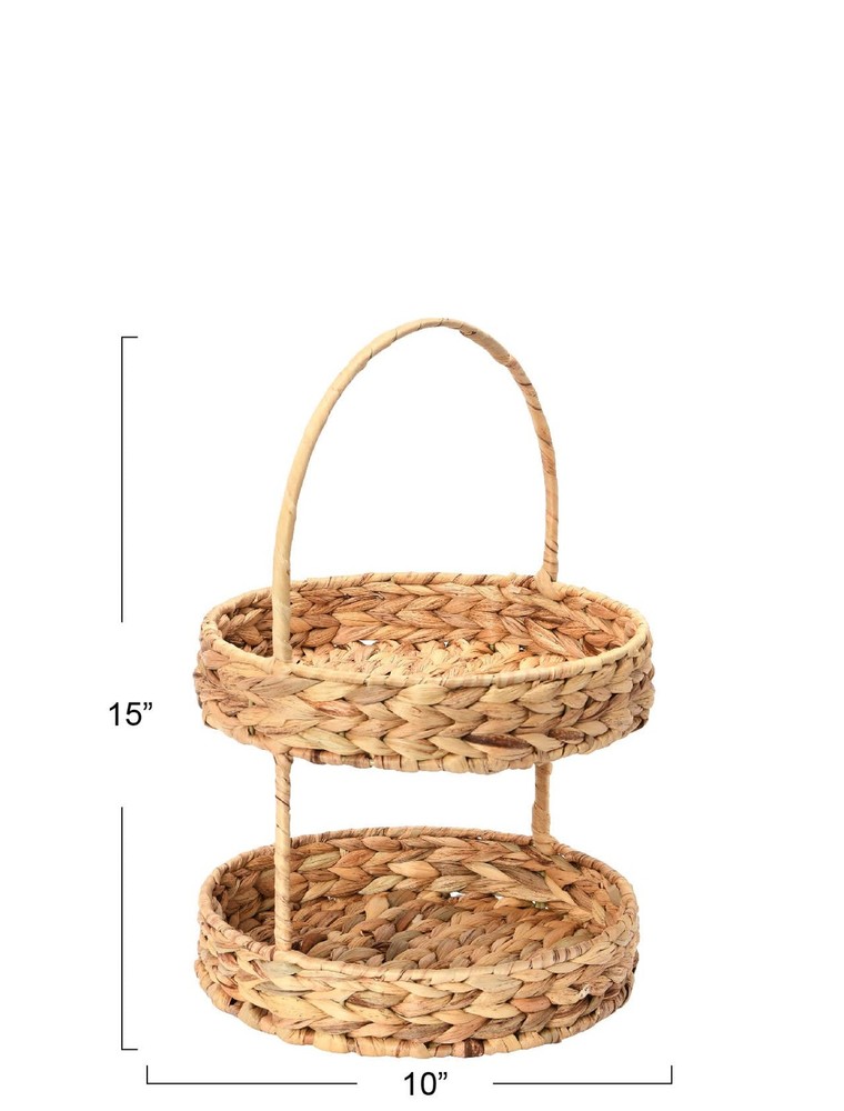Water Hyacinth 2-Tier Tray, Natural