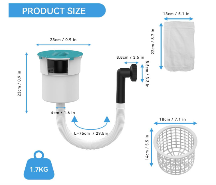 Surface Float Skimmer,2025 Upgrade,No Installation Required, no Adjustable Br...