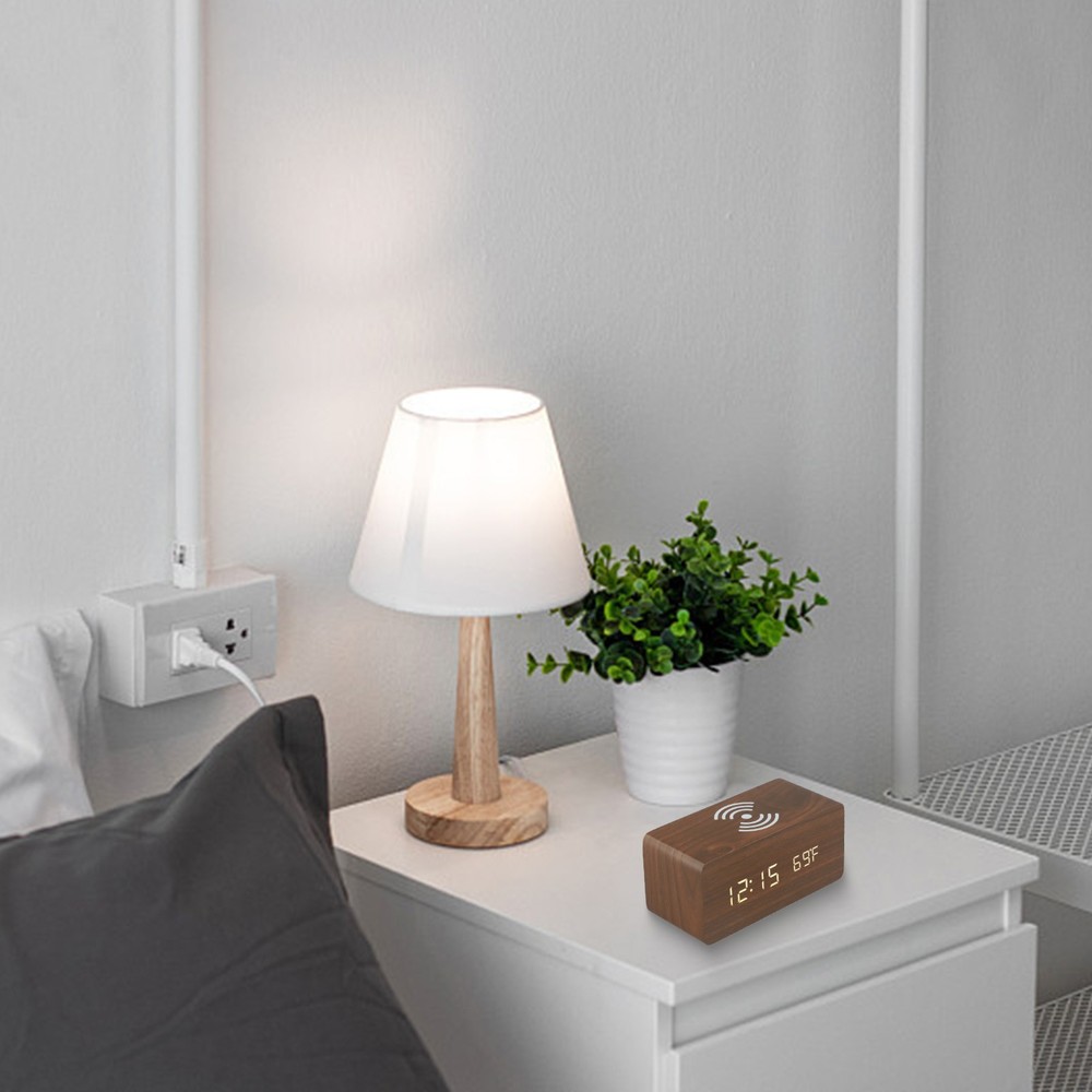 Clock Home D??cor Office Decor Temp Wireless Charging 12/24 Hour Switch