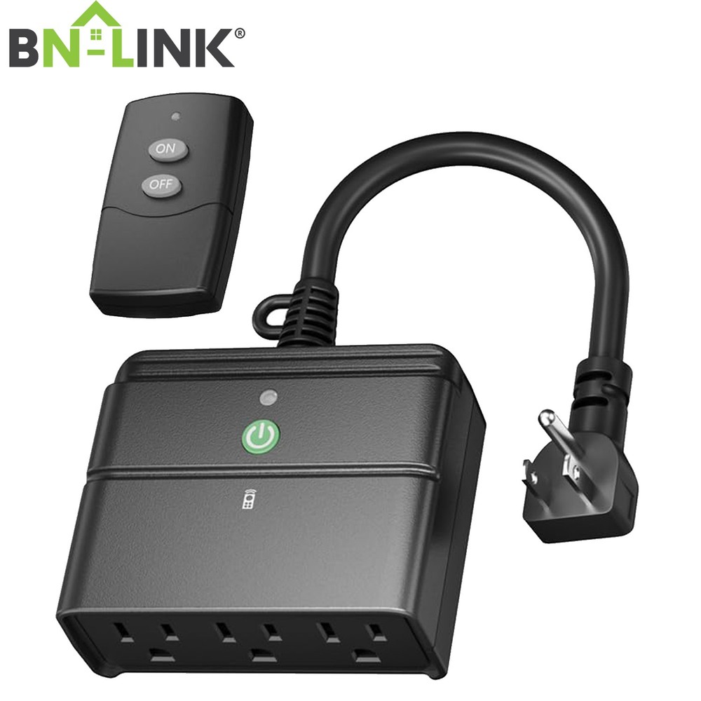 BN-LINK Outdoor Wireless Remote Control Electrical Outlet Switch 3 Side Outlets