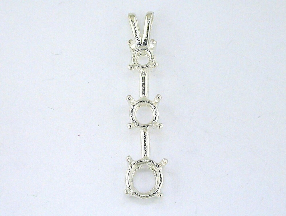 Round 3 Stone Past Present Future Journey Pendant Setting Sterling Silver