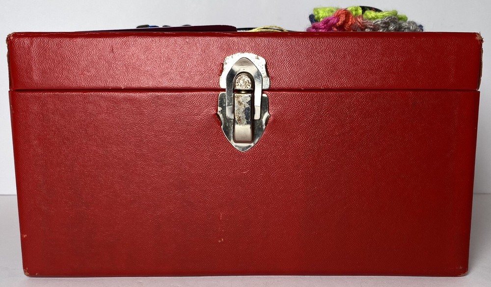 Red Sewing Box Notions Keepsake Kit Pin Cushion 58