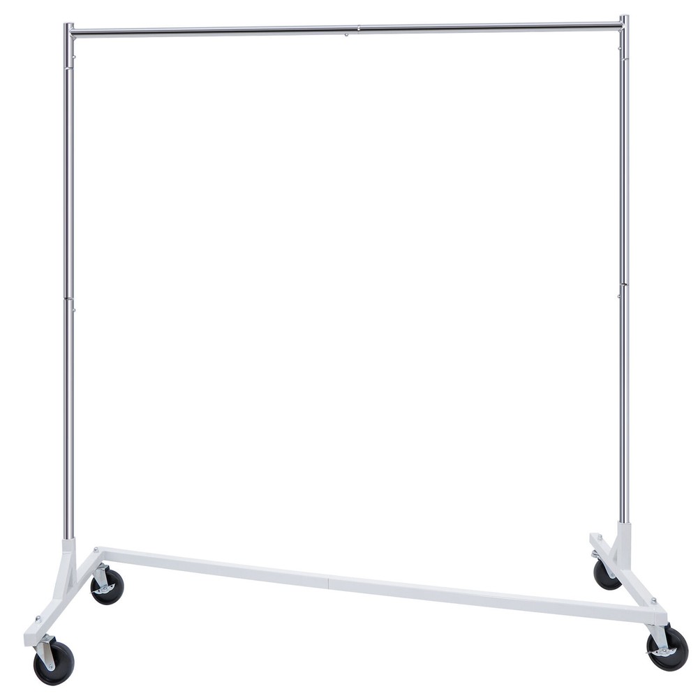 Z-Base Clothes Rack Garment Rack Rolling Storage Garment Shelf Silver Sturdy