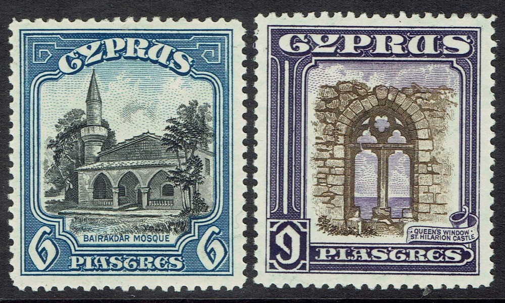 CYPRUS 1934 PICTORIAL 6PI AND 9PI