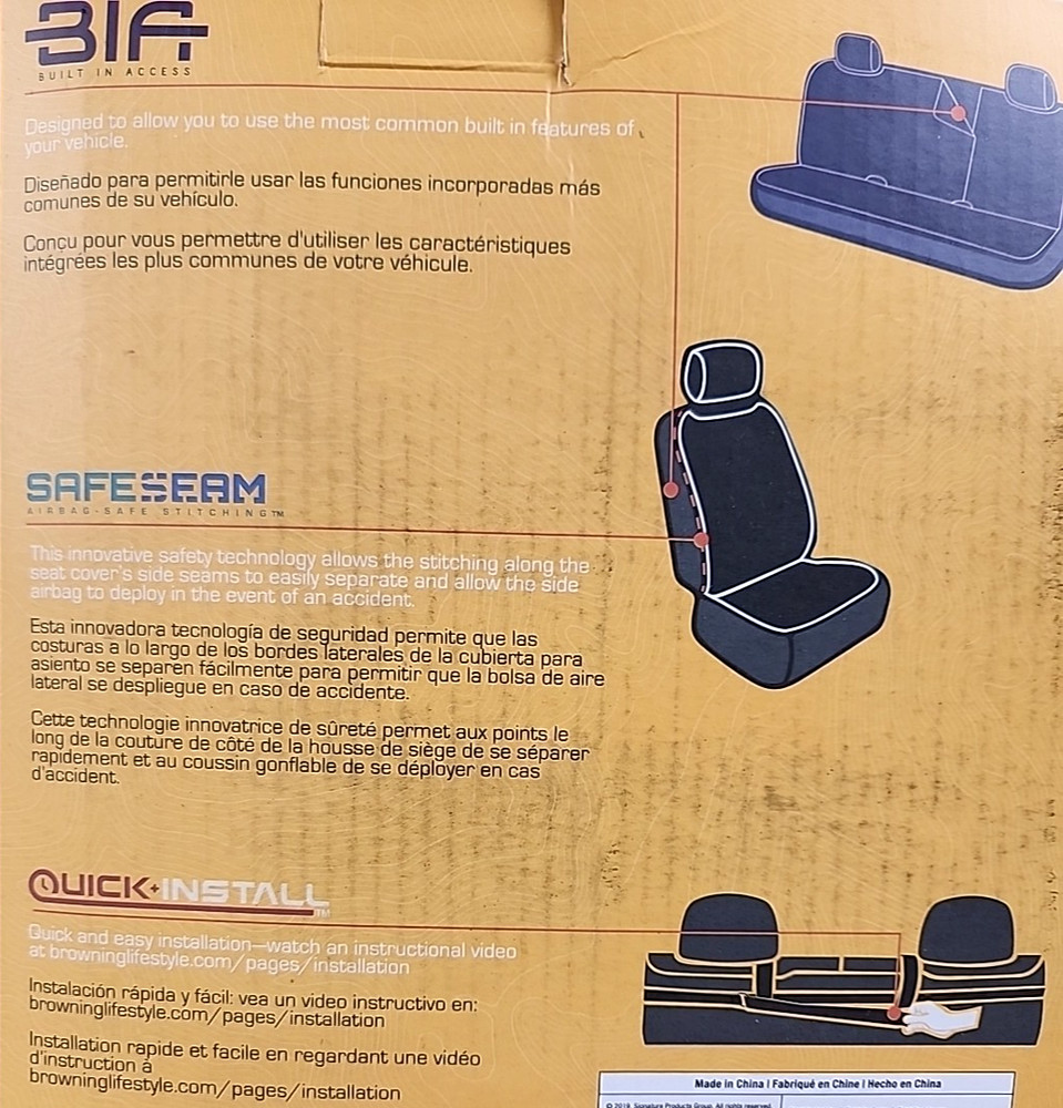 Browning Mossy Oak Camouflage Seat Covers 3pc Set Front Rear