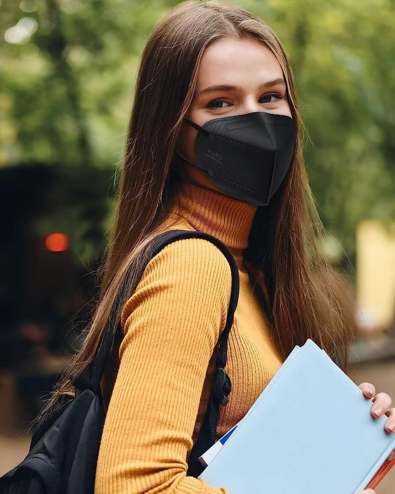 50pcs KN95 Face Masks Black 5-Layer Dust Filter, ≥95% Eff., Breathable