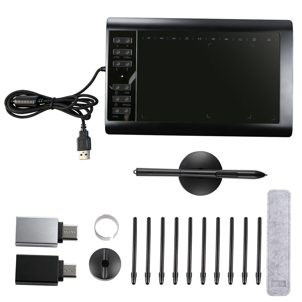 Pro Digital Drawing Tablet with 10x6 inch Screen, Graphics tablet, 12 Shortkey