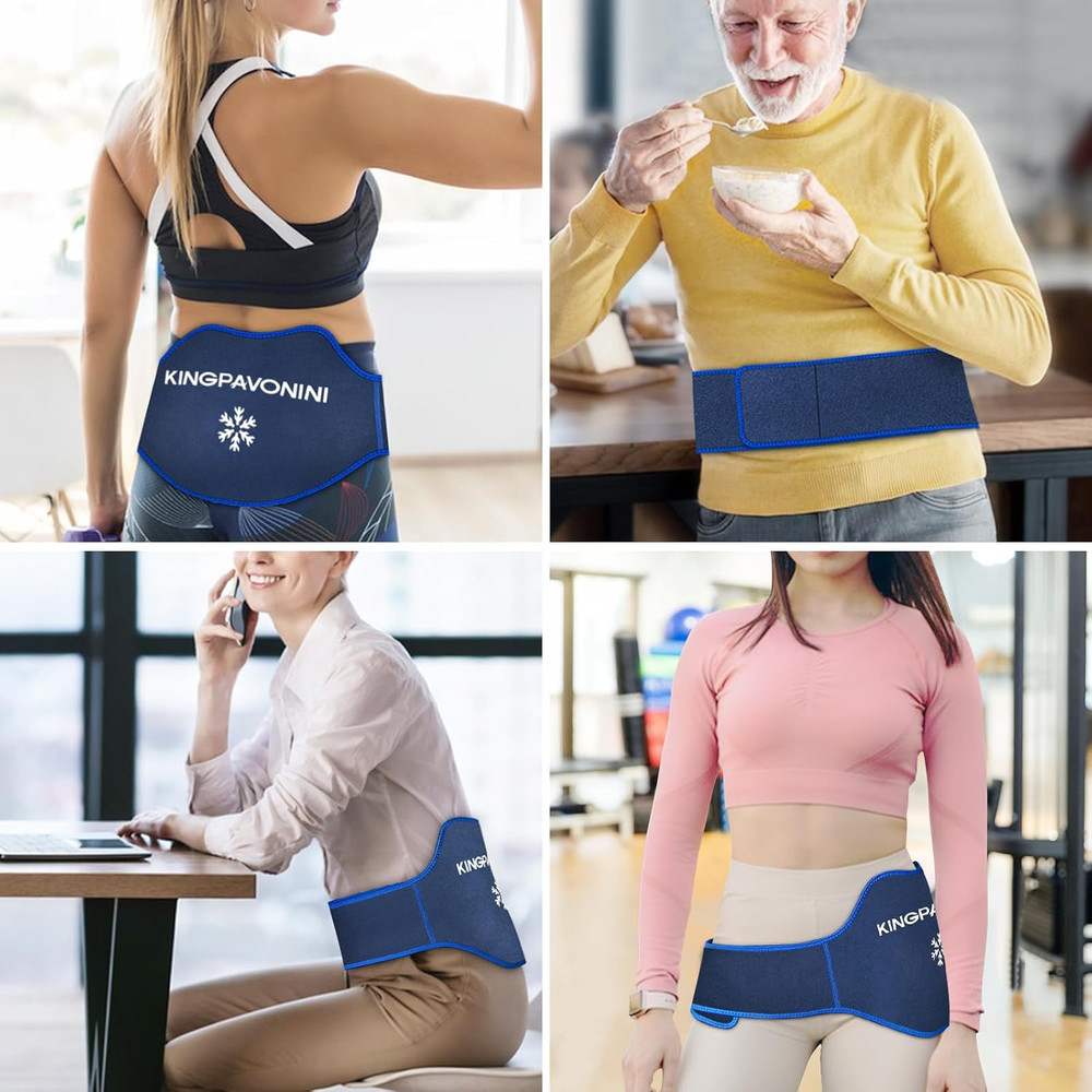 Extra Large Reusable Ice Pack for Back Pain Relief - 2 Pack with Strap