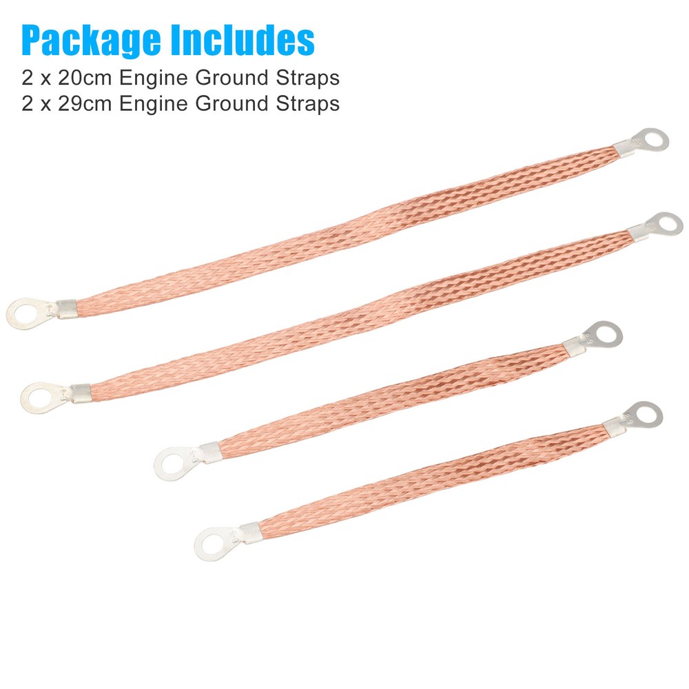4 Engine Ground Strap Copper Cable 5/16" Ends For Car Truck Firewall Engine Body