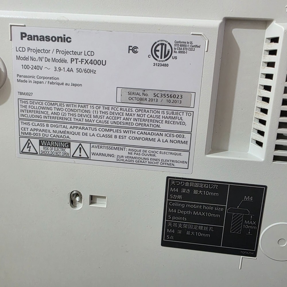 Panasonic PT-FX400U LCD Projector HDMI DVI VGA Tested Working