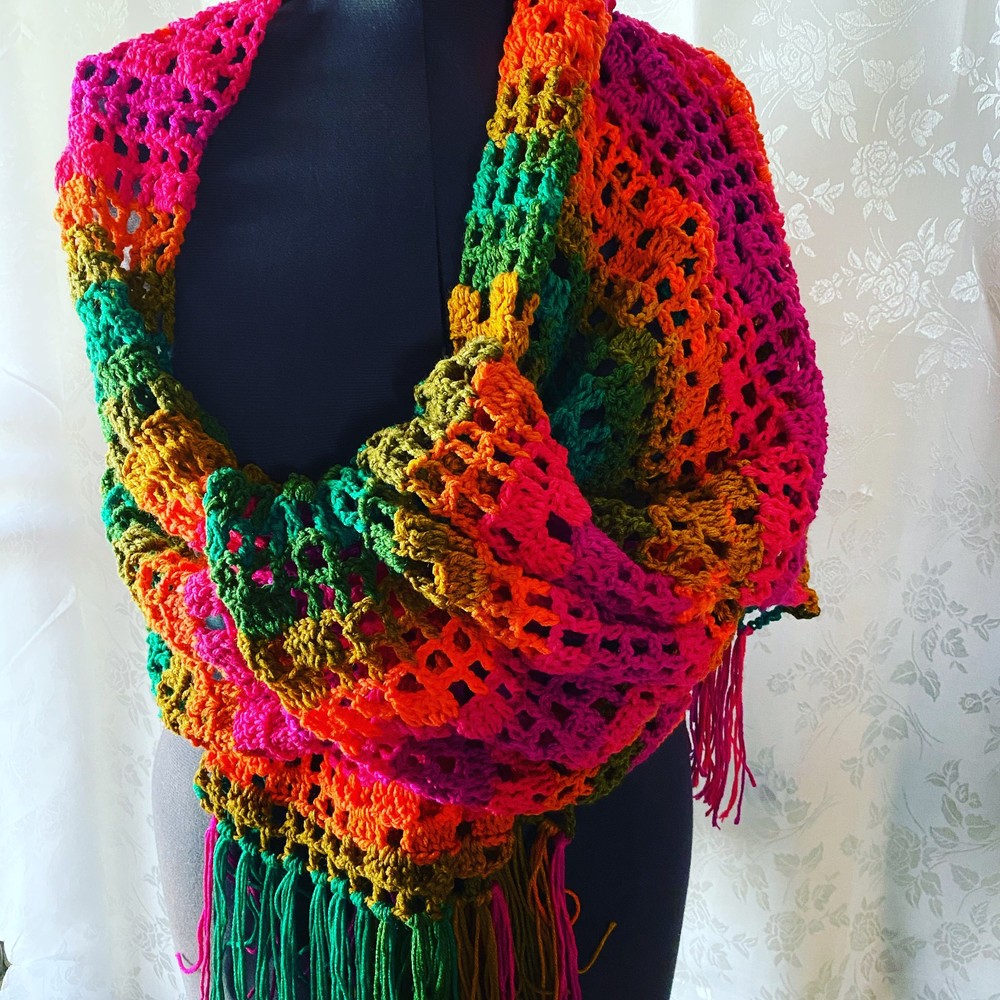 Blazing Trails Handmade Crocheted Shawl