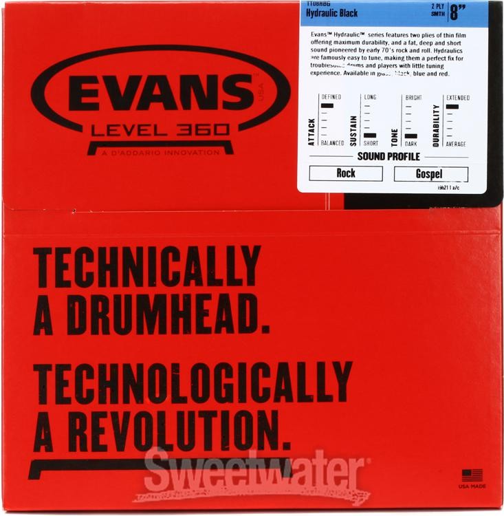 Evans Hydraulic Series Drumhead - 8" - Black
