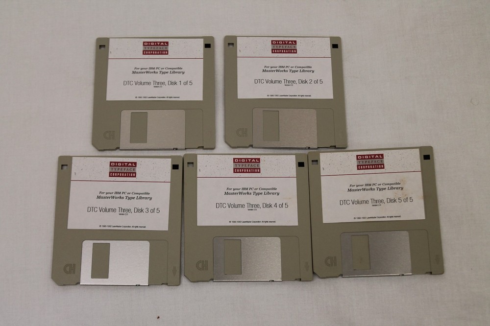 MasterWorks Type Library for IBM PC DTC Volume Three Disc 1-5 3.55" Floppy Disk