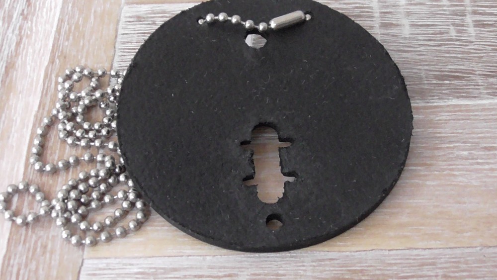 Boston Round Leather Police / Security Shield Holder & Chain #17