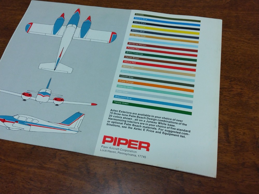 Piper Aztec E Turbo Aztec E 1970 Brochure