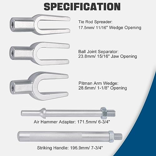 Ball Joint Separator Tie Rod Tool Set 5PCS Pickle Fork Kit with Ball Red