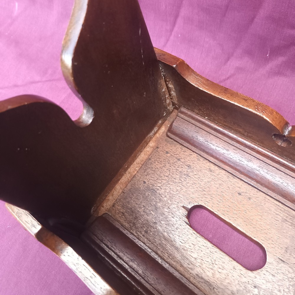 Small Antique Treen Studded Cracket style Stool marked 'E W'