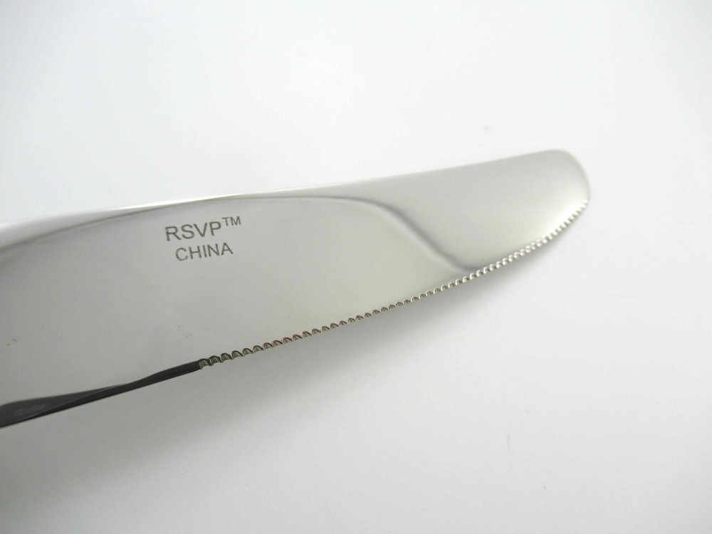 6 Solid Handle Dinner Knives BRADBERRY RSVP Glossy Stainless Steel Flatware