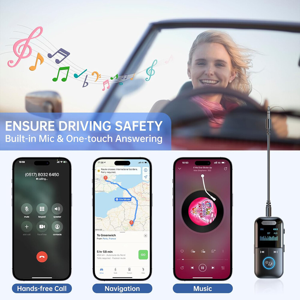 4In1 Bluetooth Audio Adapter Wireless Receiver Transmitter MP3 Player 3.5mm Aux