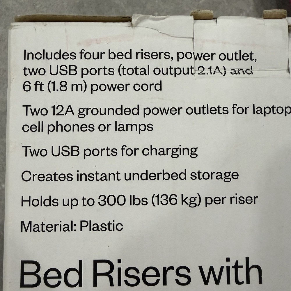 4 - 8" Bed Risers With USB Ports & Outlets
