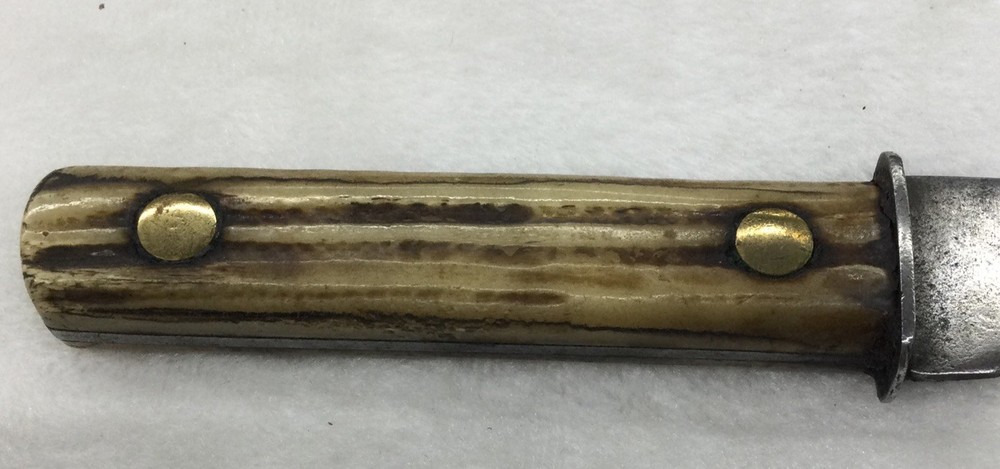 Vintage Bone Handle Knife, Brass Rivets, 8.625” Long, Preowned #127