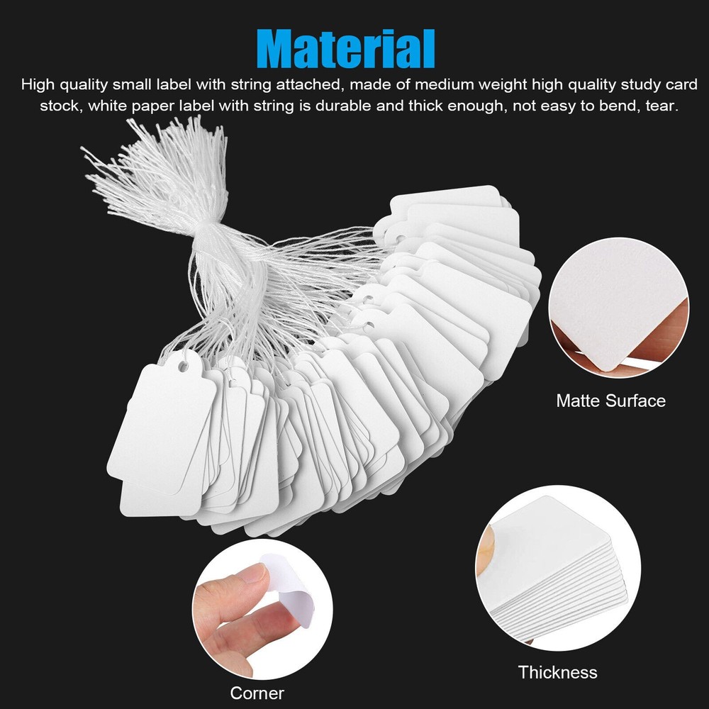 1000 Pcs Price Tags with String Attached Paper Hang Tags Writable Tags White