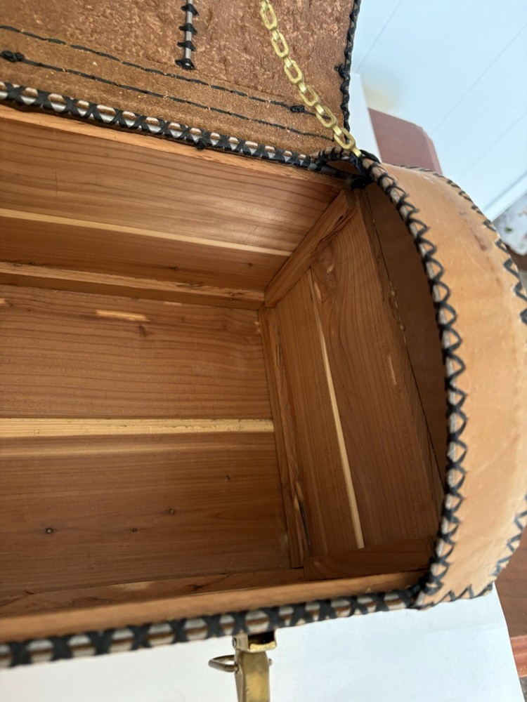 Cedar and Leather Mini Trunk Box