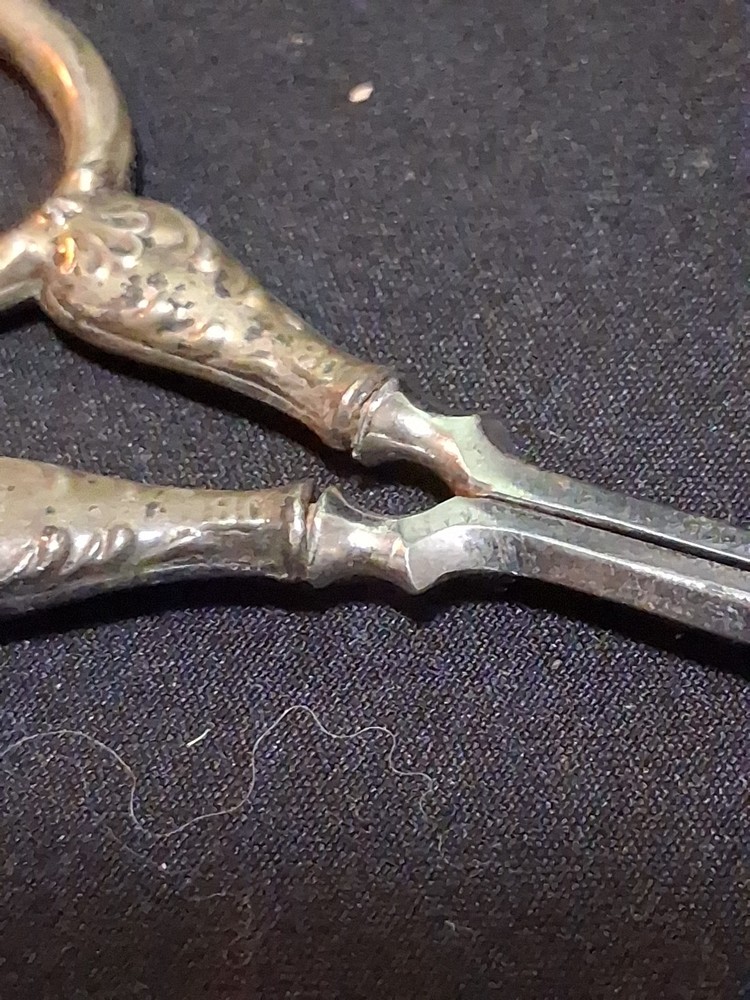 Antique 800 Silver Sewing Scissors Curved Blade Sharp
