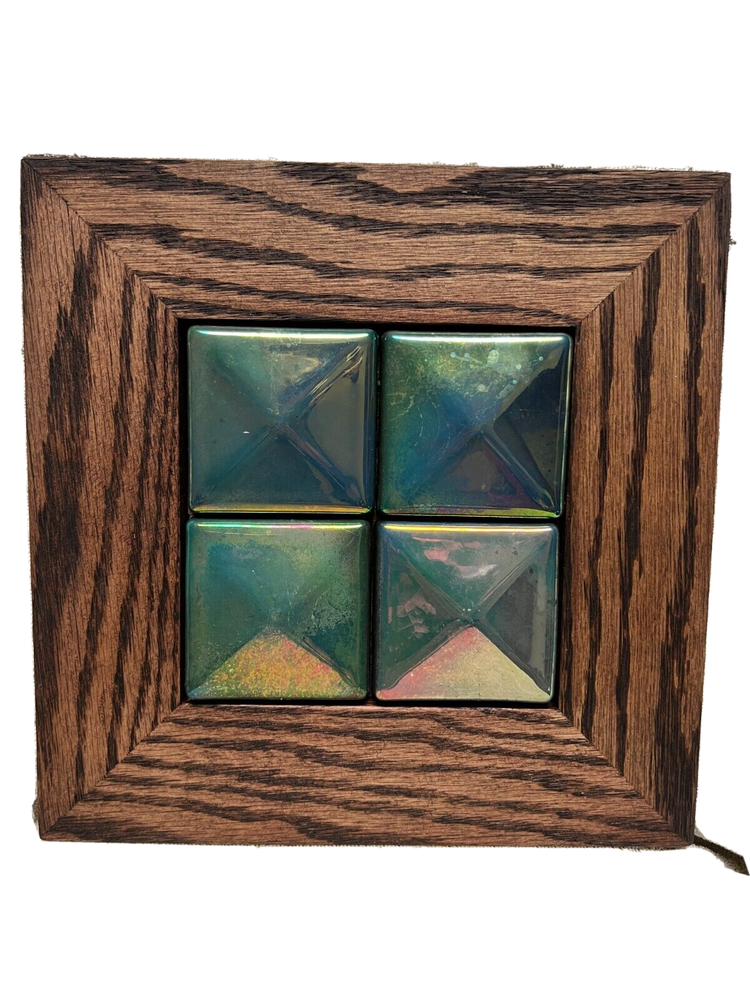 Custom Framed Iridescent Geometric Decorative Tile - Purchased from Pewabic