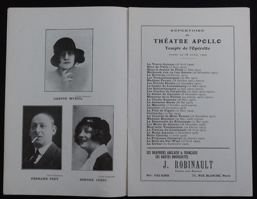 Program 1904 Theatre APOLLO Opéretta Art Deco Style