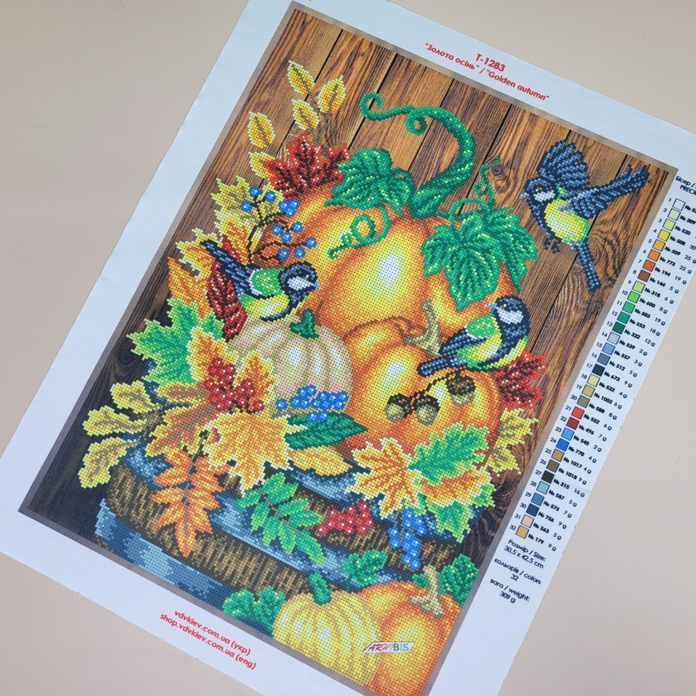 Pumpkins Bead Embroidery Scheme on Canvas DIY Stamped Printed Pattern T-1283