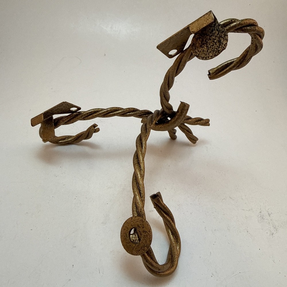 Twisted Wire Sconce Gold with Two Matching Racks MCM Vintage *READ*