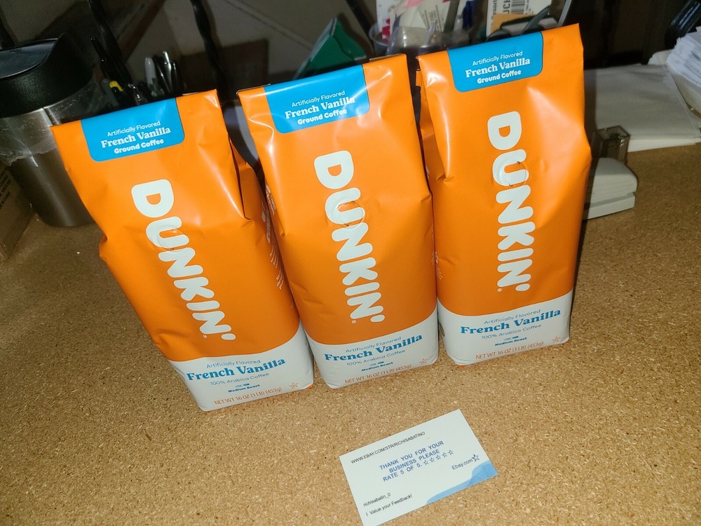 Dunkin Donuts Three Pounds Ground French Vanilla Blend Coffee (GROUND) Medium