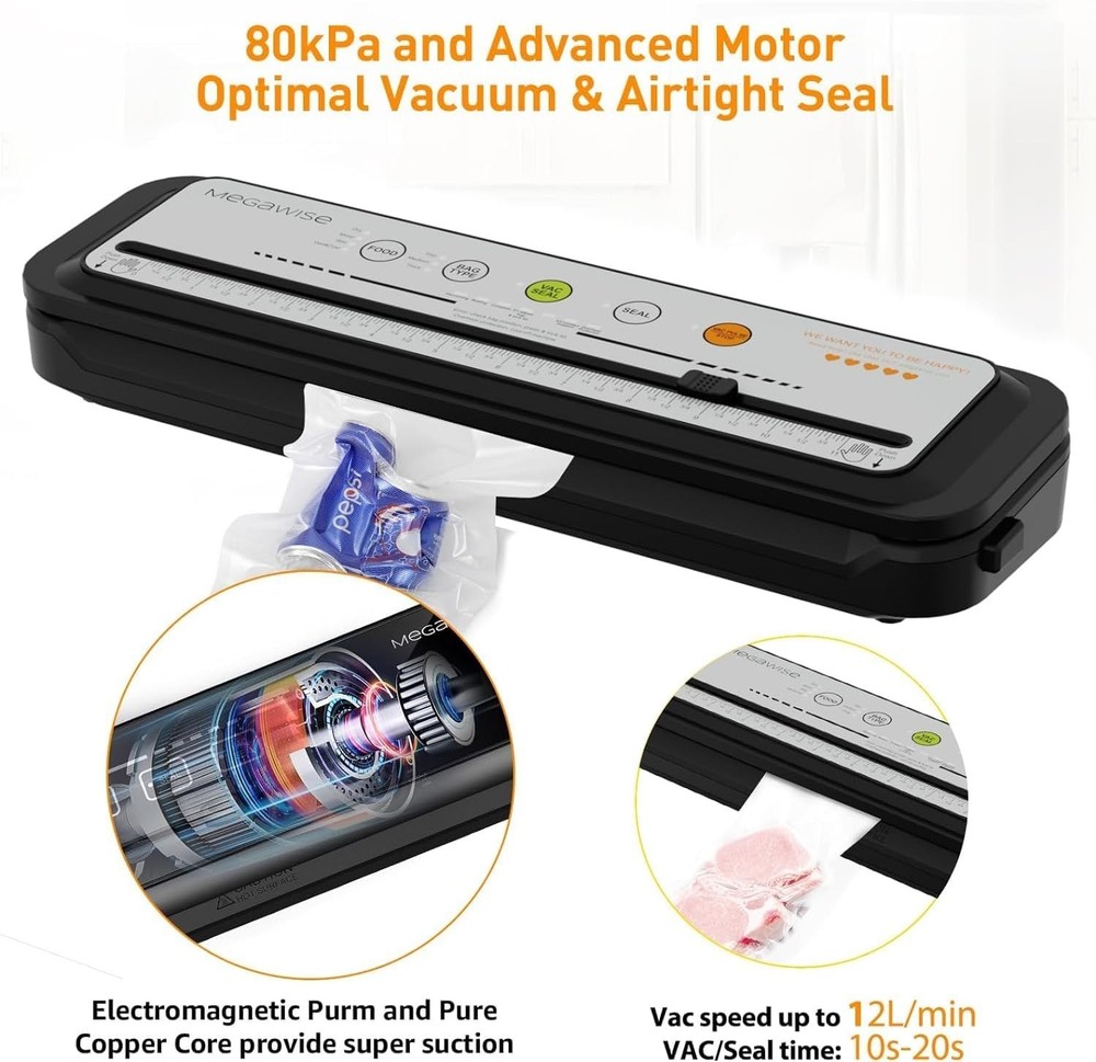 2025 Powerful Compact Vacuum Sealer with One-Touch Operation & Built-in Cutter