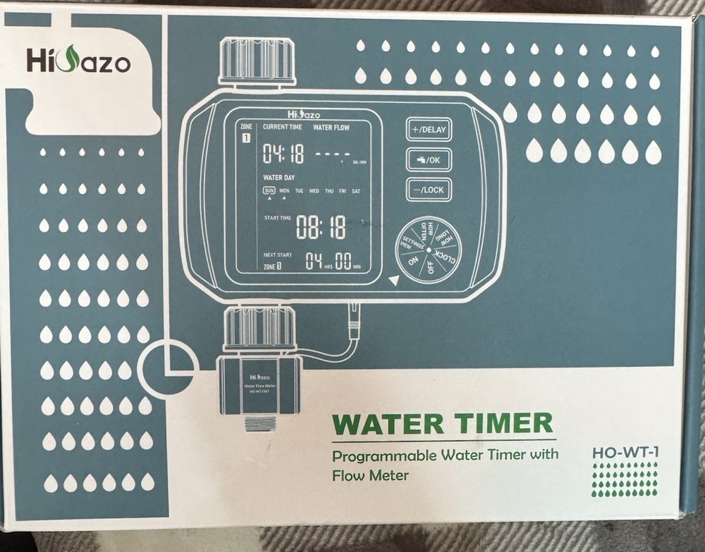 Programmable Water Timer With Flow Meter. Single Zone Sprinkler Controller .