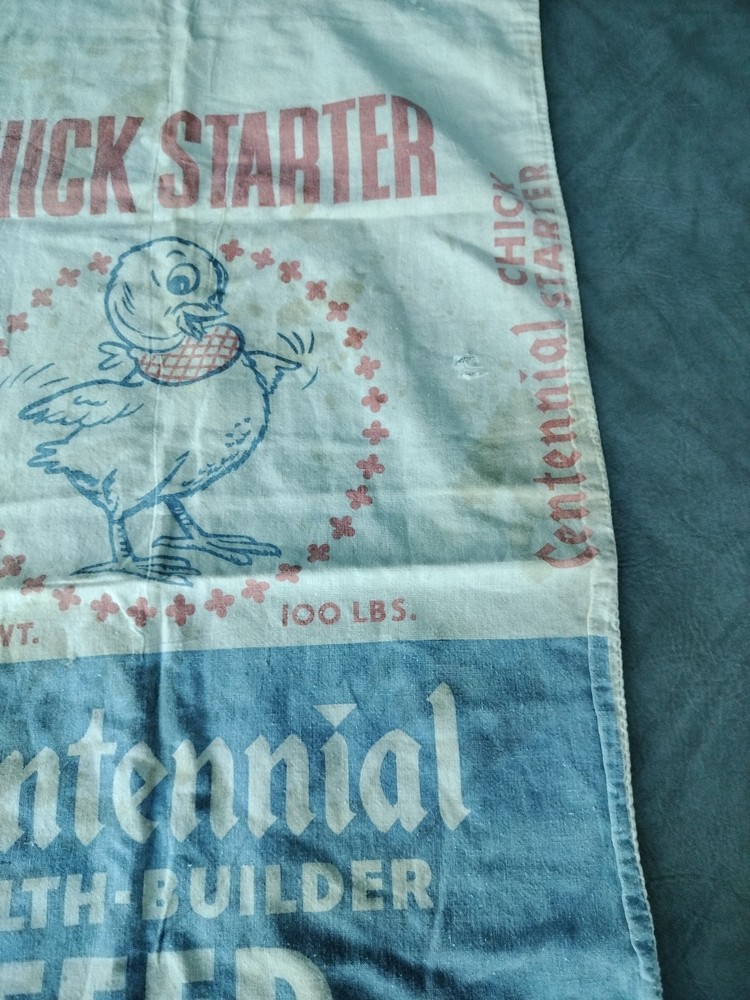 Antique Centennial Chick Starter Feed Sack Seattle 100 Lbs Great Graphics