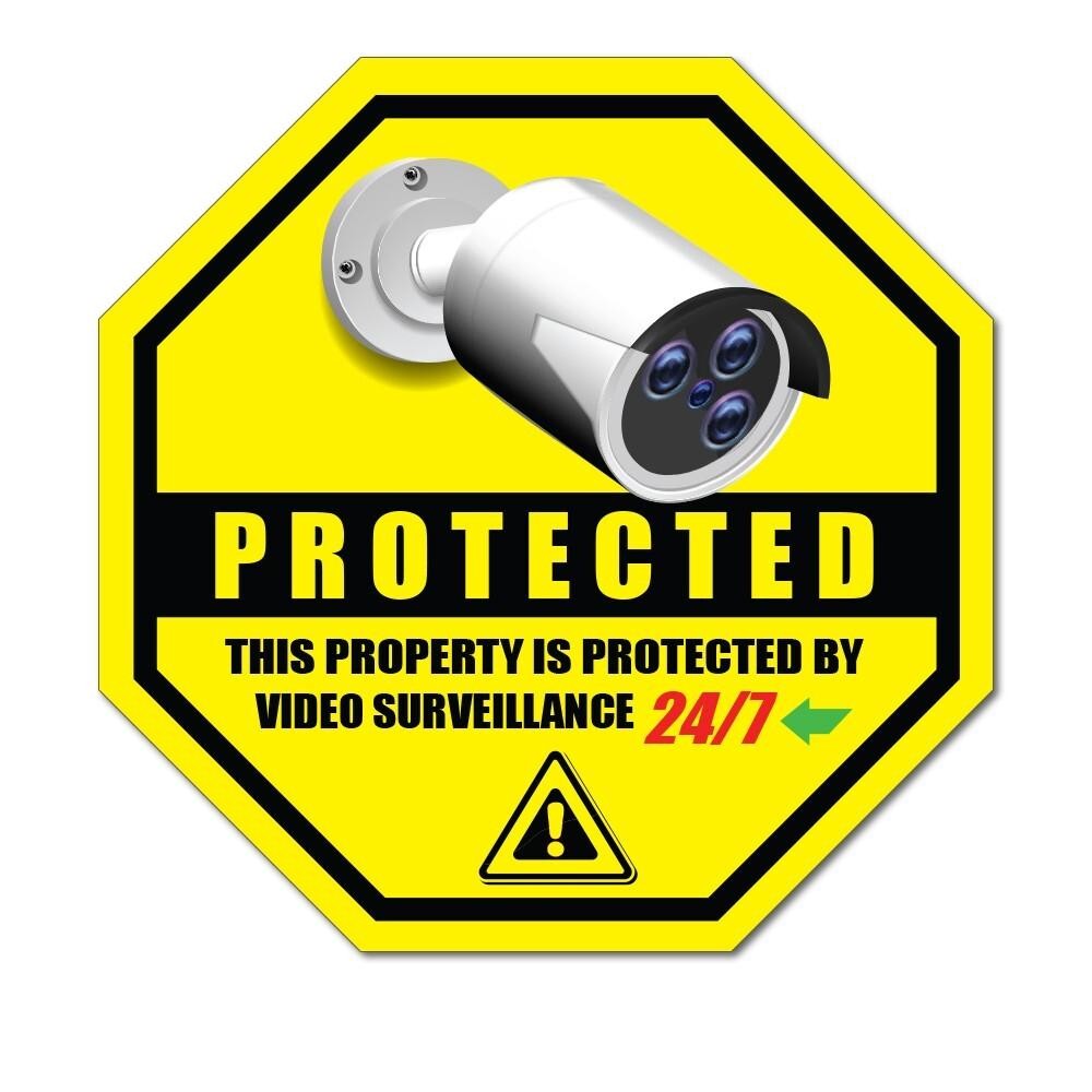 4x Security Camera Surveillance Sticker CCTV System Video Protected Notice Decal
